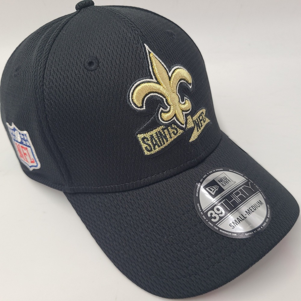 New Orleans Saints Hat Fitted S-M New‎ Era 39Thirty Black Gold NFL 2022 Sideline
